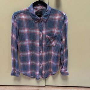 Rails Men’s Blue and Pink Plaid Casual Button-Down Shirt